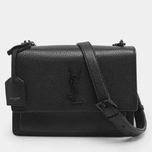 Pre Owned Saint Laurent Paris Black Leather Medium Sunset Crossbody Bag