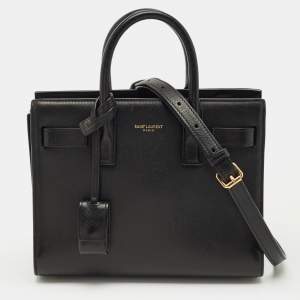 Pre Owned Saint Laurent Black Leather Nano Classic Sac De Jour Tote