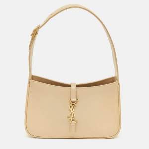 Pre Owned Saint Laurent Cream Leather LE 5 À 7 Shoulder Bag