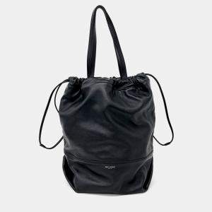 Pre Owned Saint Laurent Paris Black Leather West Bucket Shoulder Bag