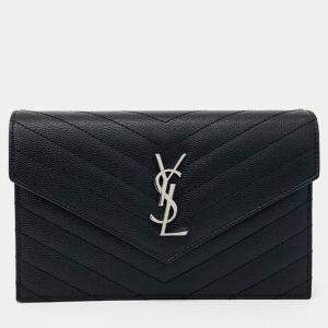 Pre Owned Saint Laurent Paris Black Leather Cassandra Mini Crossbody Bag