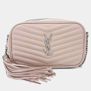 Pre Owned Saint Laurent Paris Pink Leather Lou Camera Bag 612579