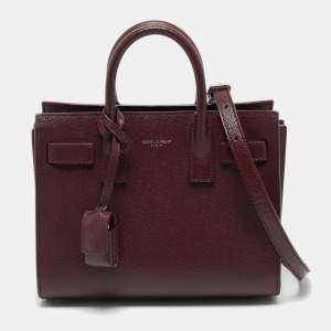 Pre Owned Saint Laurent Burgundy Leather Nano Classic Sac De Jour Tote
