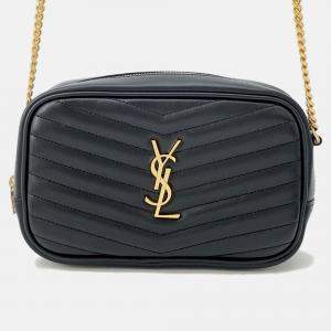 Pre Owned Saint Laurent Paris Lou Mini Bag Black Calf Leather