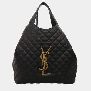Pre Owned Icare Maxi Quilted Lambskin Black Shopping Bag