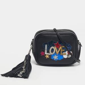 Pre Owned Saint Laurent Black Leather Mini Love Blogger Crossbody Bag