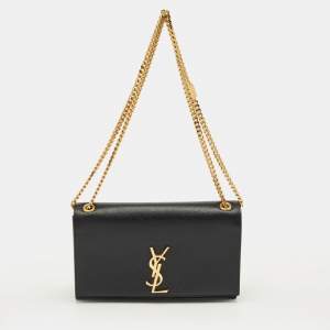 Pre Owned Saint Laurent Black Leather Medium Kate Shoulder Bag