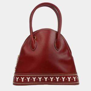 Pre Owned Yves Saint Laurent Red Leather Y Cut Out Handbag