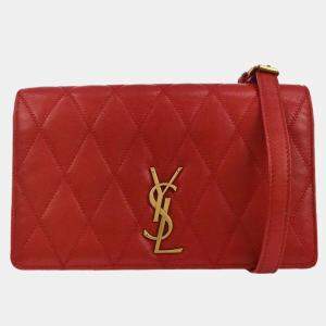 Pre Owned Saint Laurent Red Leather Shoulder Angie Chain Bag