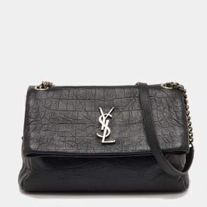 مملوكة مسبقًا Saint Laurent Black Leather Niki Medium Flap Shoulder Bag