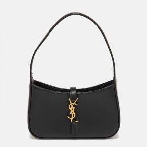 Pre Owned حقيبة كتف سان لوران باريس لو 5 À 7 صغيرة جلد أسود