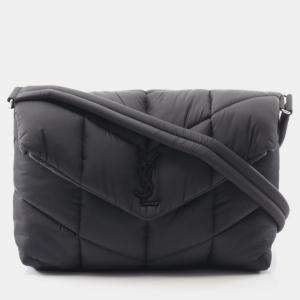 Pre Owned حقيبة كتف سان لوران باريس منفوشة مبطنة نايلون أسود