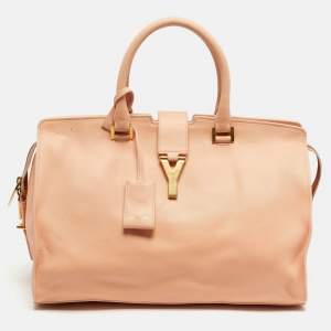 مملوكة مسبقًا Saint Laurent Cabas Chyc Medium Peach Leather Tote
