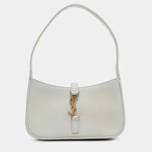 مملوكة مسبقًا Saint Laurent Paris White Mini Smooth Calfskin Le 5 a 7 Hobo
