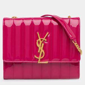 مملوكة مسبقًا Saint Laurent Paris Pink Medium Patent Vicky Crossbody