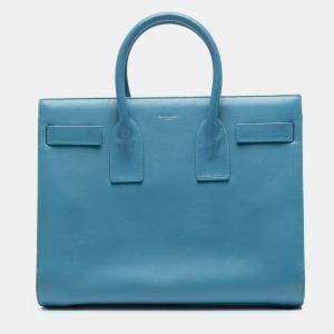 مملوكة مسبقًا Saint Laurent Paris Blue Small Leather Sac De Jour Satchel