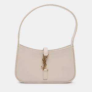مملوكة مسبقًا Saint Laurent Paris White Mini Smooth Calfskin Le 5 a 7 Hobo