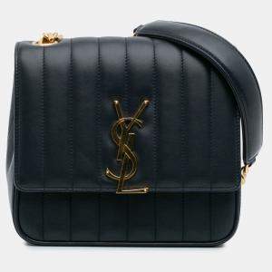 مملوكة مسبقًا Saint Laurent Paris Blue Medium Lambskin Monogram Vicky Chain Bag