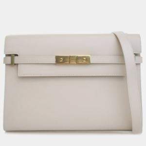 مملوكة مسبقًا Saint Laurent Paris White Medium Leather Manhattan Shoulder Bag