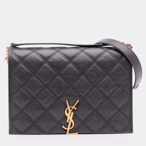 Pre Owned Saint Laurent Paris Black Mini Quilted Lambskin Becky Chain Shoulder Bag