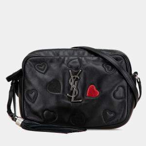 Pre Owned Saint Laurent Paris Black Leather Heart Lou Camera Bag