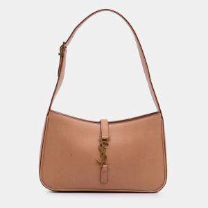 Pre Owned Saint Laurent Paris Brown Smooth Calfskin Le 5 a 7 Shoulder Bag