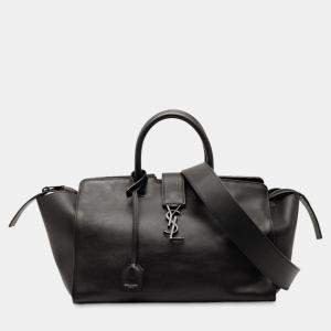 مملوكة مسبقًا Saint Laurent Paris Black Small Leather Monogram Downtown Cabas Satchel
