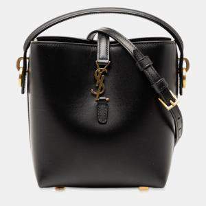 مملوكة مسبقًا Saint Laurent Paris Black Mini Shiny Calfskin Le 37 Bucket Bag