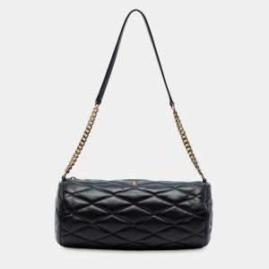 Pre Owned Saint Laurent Paris Black Small Quilted Lambskin Sade Tube Bag