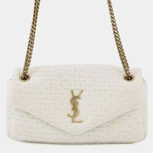 Pre Owned Saint Laurent Paris White Small Wool Calypso Shoulder Bag