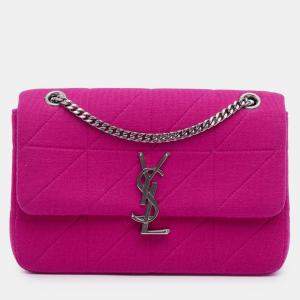 مملوكة مسبقًا Saint Laurent Paris Pink Medium Jersey Wool Patchwork Jamie Crossbody