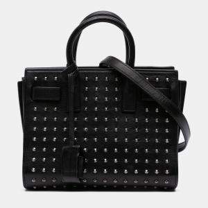 Pre Owned Saint Laurent Paris Black Nano Studded Leather Sac de Jour Satchel