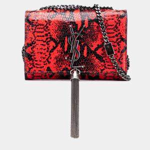 مملوكة مسبقًا حقيبة كروس سان لوران باريس كيت أحمر مونوغرام كلاسيك جلد بقر منقوش صغير