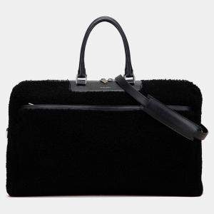 مملوكة مسبقًا Saint Laurent Paris Black Shearling Travel Bag
