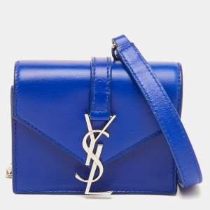 مملوكة مسبقًا Saint Laurent Candy Monogram Mini Blue Leather Crossbody Bag