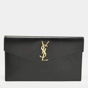 مملوكة مسبقًا Saint Laurent Uptown Black Leather Clutch