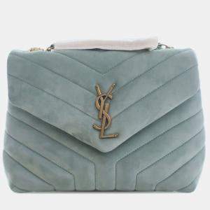 مملوكة مسبقًا حقيبة كتف سويد سان لوران باريس لوللو أخضر صغير