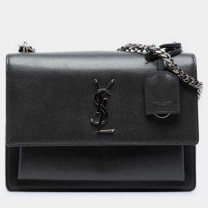 مملوكة مسبقًا حقيبة كروس بودي سان لوران باريس مونوغرام سن سيت جلد ناعم وسط سوداء