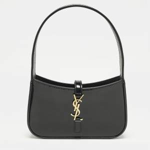 Pre Owned Saint Laurent LE 5 À 7 Mini Black Patent Leather Hobo