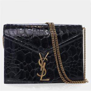 مملوكة مسبقًا Saint Laurent Shiny Croc Embossed Cassandra Flap Bag
