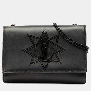 Pre Owned Saint Laurent Paris Black Small Calfskin Star Monogram Kate Crossbody
