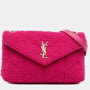 مملوكة مسبقًا Saint Laurent Paris Pink Toy Boucle Tweed LouLou Puffer Crossbody