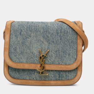 Pre Owned حقيبة كروس بودي سانت لوران باريس سولفيرينو دينم أزرق متوسطة