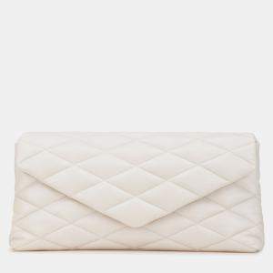 Pre Owned حقيبة كلتش سان لوران باريس مبطن جلد الحمل كبير أبيض