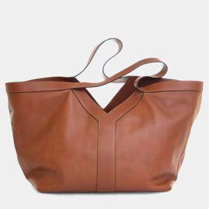 مملوكة مسبقًا حقيبة يد سان لوران بني جلد العجل واي توت