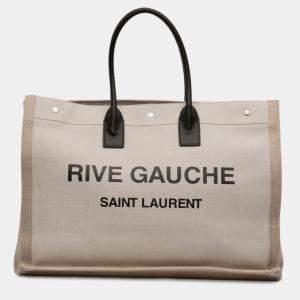 Pre Owned Saint Laurent Paris Brown Canvas Rive Gauche Tote