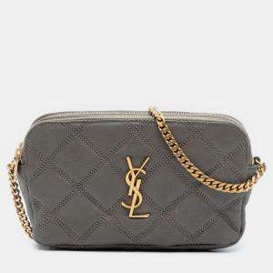 Pre Owned حقيبة كروس سان لوران باريس بيكي جلد حمل مضلع صغيرة مضغوطة مزدوجة