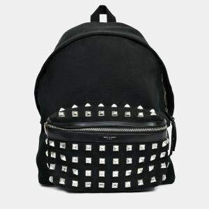 مملوكة مسبقًا Saint Laurent Black Canvas City Studs Backpack