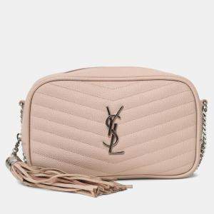 مملوكة مسبقًا Saint Laurent Light Pink Grained Leather Mini Lou Camera Bag