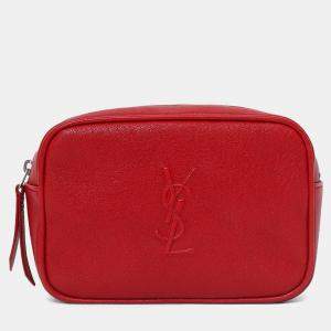 مملوكة مسبقًا Saint Laurent Red Lambskin Monogram Lou Belt Bag